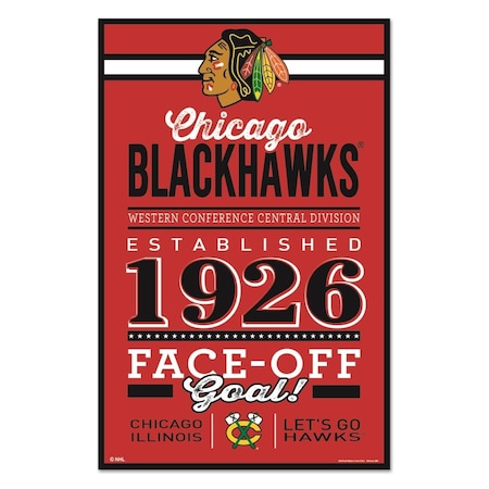 Chicago Blackhawks Sign 11x17 Wood Wordage Design